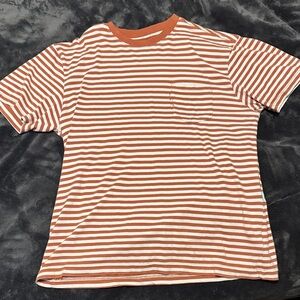 VISSLA Men's Orange and White Striped Tee